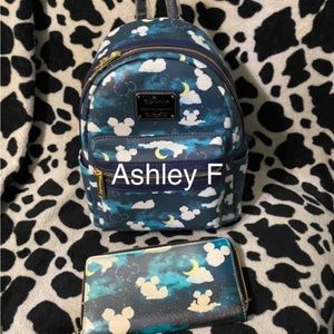 Mickey clouds loungefly backpack & custom made wallet